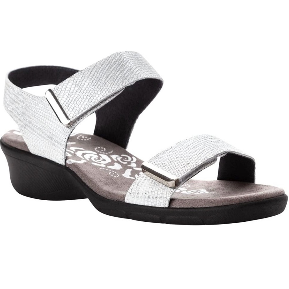 Propet Silver Textured Adjustable Strap Sandal
